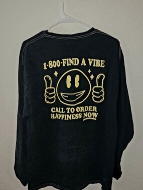 Chemistry Black Long Sleeve Shirt with Yellow Smiley Chest Logo